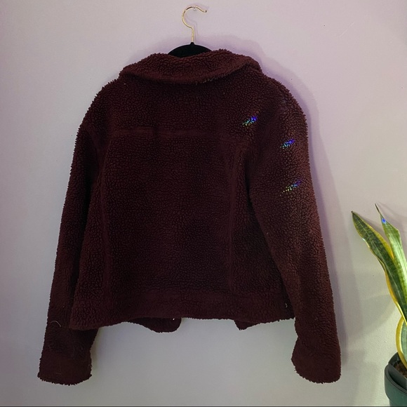 Wild Fable Fuzzy Maroon Button Up Jacket - Picture 3 of 3